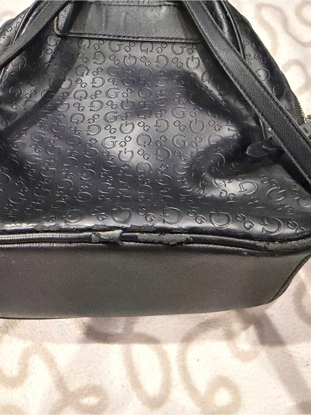 GUESS Black Embossed Mini Backpack - Picture 3 of 7